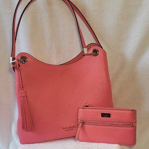 Kate Spade Loop Large Shoulder Bag in Coral with Matching Wristlet